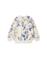 Oversized-Sweatshirt aus weicher Bio-Baumwolle mit handgezeichnetem Print, Rundhalsausschnitt, überschnittenen Schultern & Rippbündchen an Ärmeln und Saum - Produktansicht, Rückansicht.