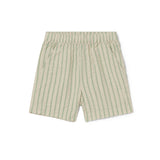 Baumwoll-Seersucker Shorts aus luftiger Baumwolle, bio, Seitentaschen und eine aufgenähte Tasche auf der Rückseite. Elastisches Gummiband am Bund. Sommer-Shorts, kurze Hose.