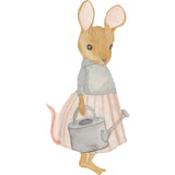 Wandsticker "Hanna die Gärtnermaus" aus hochwertiger Textil-Vinylfolie. Einfach anzubringen, rückstandsfrei entfernbar und perfekt für magische Kinderzimmer! 